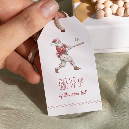 Étiquettes-cadeau Baseball Santa MVP of the Nice List Christmas