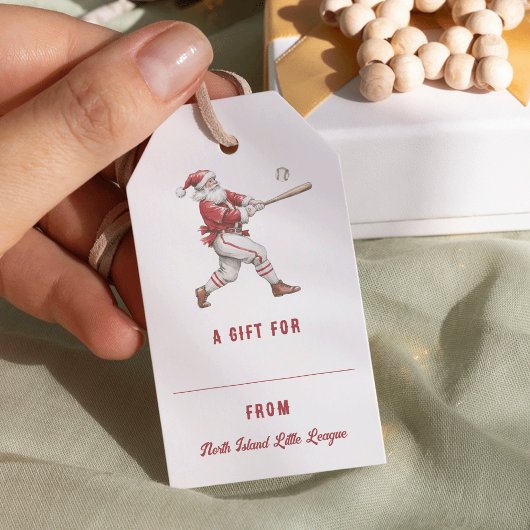 Étiquettes-cadeau Baseball Santa Personalized Christmas