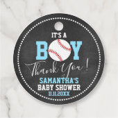 Étiquettes Cadeau BASEBALL Thème Baby shower Chalkboard Blue Boy (Dos)