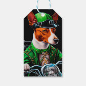 Étiquettes-cadeau Basenji Chien conduisant vélo St. Patrick's Day (Dos)