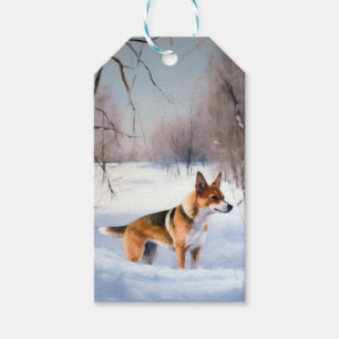 Étiquettes-cadeau Basenji Laisser neiger Noël
