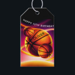 Étiquettes-cadeau Basketball Ball Sports Joyeux anniversaire<br><div class="desc">Basketball Personnalisé Ball Vivid Sports Heureux Anniversaire Tags cadeaux. Ce design moderne a un ballon de basket sur un arrière - plan vivant et dynamique. Le thème du basket le rend parfait pour l'anniversaire d'un fan de basket. Ajoutez votre nom et votre âge.</div>