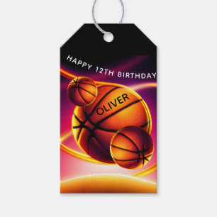 Étiquettes-cadeau Basketball Ball Sports Joyeux anniversaire