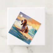 Étiquettes Cadeau Basset Hound Beach Surf Peinture (En situation)