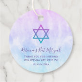 Étiquettes Cadeau Bat mitzvah de teinture Turquoise pourpre (Dos)