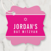 Étiquettes Cadeau BAT MITZVAH simple moderne amusant rose vif (Devant)