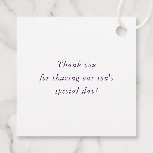 Étiquettes Cadeau BAT MITZVAH simple moderne géométrique egplant ble (Dos)