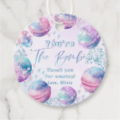 Étiquettes Cadeau Bath bombe faisant fête d'anniversaire merci (Devant)