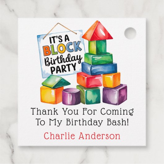 Étiquettes Cadeau Bâtiments à l'anniversaire Merci Bash (Dos)