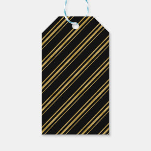 Étiquettes-cadeau Bâton de bonbon rayé noir et or Chic élégant