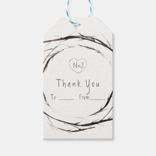 Étiquettes-cadeau Bâtons rustiques Bracelets Bracelets Wreath Favori