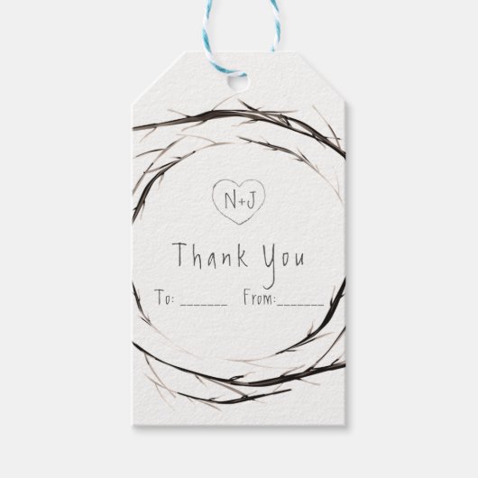 Étiquettes-cadeau Bâtons rustiques Bracelets Bracelets Wreath Favori (Devant)