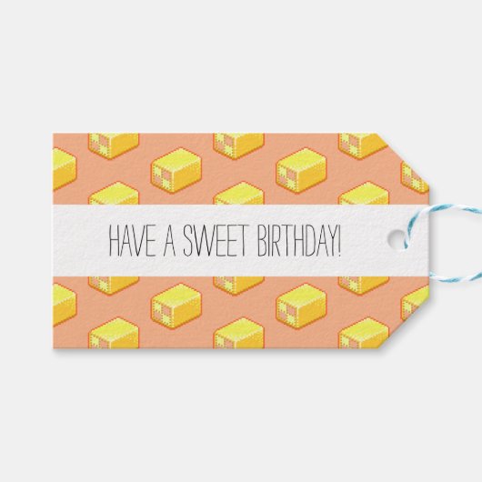 Étiquettes-cadeau Battenberg Gâteau doux Motif d'art Pixel (Devant (Horizontal))