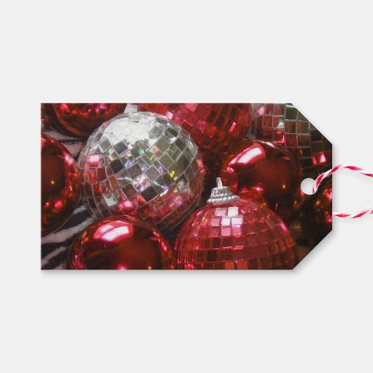 Étiquettes-cadeau Baubles rouges (Devant (Horizontal))