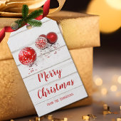 Étiquettes-cadeau Baubles rouges classiques et étoiles Joyeux Noël