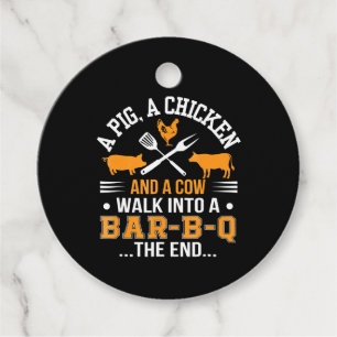 Étiquettes Cadeau BBQ BBQ Lover Pig Chicken Cow Walk In Bar BBQ