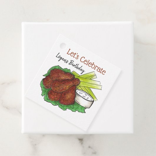 Étiquettes Cadeau BBQ épicé Buffalo poulet ailes Tailgate Big Game (En situation)