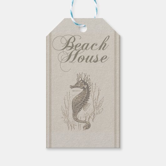 Étiquettes-cadeau Beach House Seahorse Seashore (Devant)