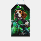 Étiquettes-cadeau Beagle Chien conduisant vélo St. Patrick's Day (Devant)