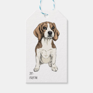 Étiquettes-cadeau Beagle d'aquarelle mignonne Chien Chien Chien Aima