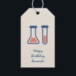Étiquettes-cadeau Beaker & Test Tube Science Thème Anniversaire<br><div class="desc">Étiquettes-cadeaux avec un dessin mignon d'un tube d'essai et d'un bécher. Parfait pour les amateurs de sciences.</div>