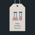 Étiquettes-cadeau Beaker & Test Tube Science Thème Anniversaire<br><div class="desc">Étiquettes-cadeaux avec un dessin mignon d'un tube d'essai et d'un bécher. Parfait pour les amateurs de sciences.</div>