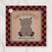 Étiquettes Cadeau Bear Cub Lumberjack Plaid Baby shower (Devant)