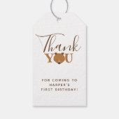 Étiquettes-cadeau Bear First Birthday Thank You (Dos)