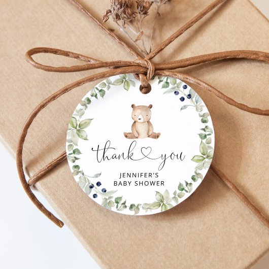 Étiquettes Cadeau Bear Merci tag
