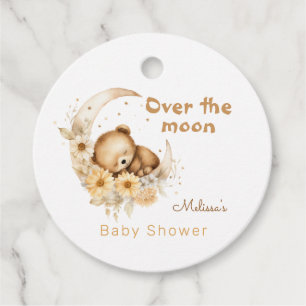 Étiquettes Cadeau Bear Over the Moon Baby Boy Shower