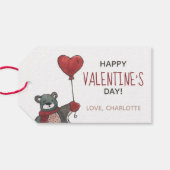 Étiquettes-cadeau Bear with Heart Balloon Merci Saint Valentin (Dos (Horizontal))