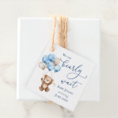 Étiquettes Cadeau Bearly Wait Blue Teddy Bear Baby shower (En situation)