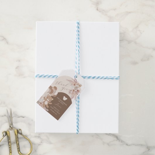 Étiquettes-cadeau Bearly Wait Boho Teddy Bear Merci (Avec de laficelle)