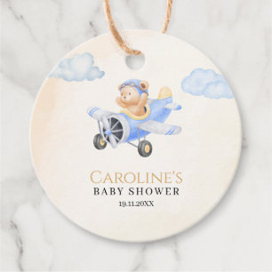 Étiquettes Cadeau Bearly Wait Flying Bear Sexe Baby shower neutre
