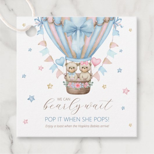 Étiquettes Cadeau Bearly Wait Garçon Fille Jumeaux Pop It Quand Elle (Devant)