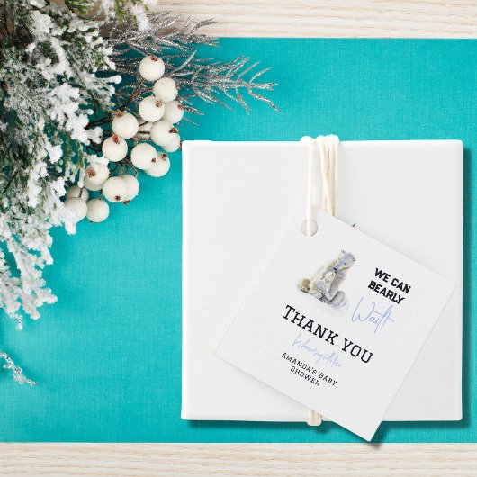 Étiquettes Cadeau Bearly Wait Polar Ours Bleu Garçon Baby shower d'h