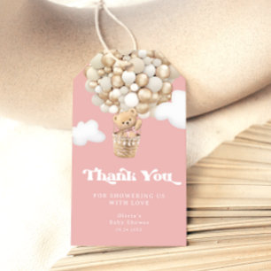 Étiquettes-cadeau Bearly Wait Teddy Bear Balloons Girl Baby shower