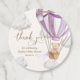 Étiquettes Cadeau Bearly Wait Teddy Bear Lilac Merci Baby shower