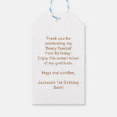 Étiquettes-cadeau Beary premier garçons anniversaire mignon teden fa (Dos)