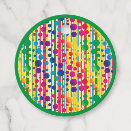 Étiquettes Cadeau [Beatnik Bubbles] Polka rétro point rayé vert (Devant)