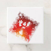 Étiquettes Cadeau Beau Anges de Noël Volant-Blanc Neige-Rouge (En situation)