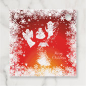 Étiquettes Cadeau Beau Anges de Noël Volant-Blanc Neige-Rouge (Dos)