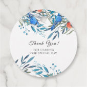 Étiquettes Cadeau Beau Aquarelle Oiseaux et Merci de feuillage (Dos)