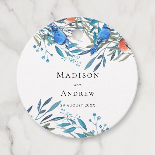 Étiquettes Cadeau Beau Aquarelle Oiseaux et Merci de feuillage (Devant)