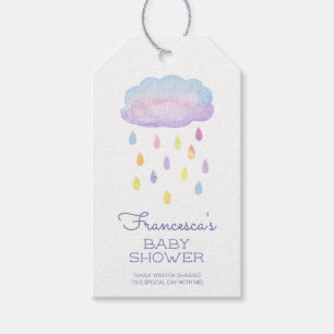 Étiquettes-cadeau Beau Aquarelle Raindrops Baby shower d'arrosage