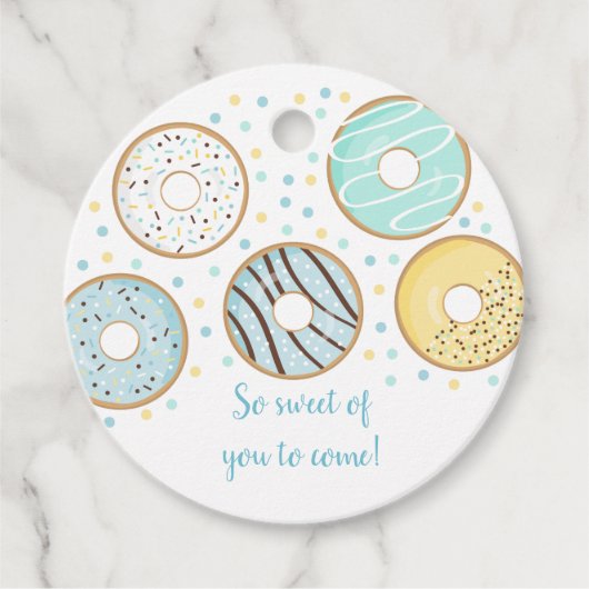 Étiquettes Cadeau Beau Bleu Donut Bébé Parsemer (Devant)
