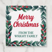 Étiquettes Cadeau Beau cadre de verdure Joyeux Noël de (Devant)