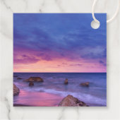 Étiquettes Cadeau Beau coucher de soleil Merci photo côtière (Dos)