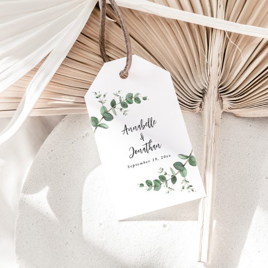 Étiquettes-cadeau Beau délicat mariage de feuillage d'eucalyptus
