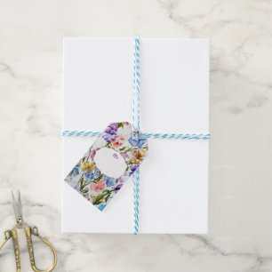 ÉTIQUETTES-CADEAU BEAU MOTIF À FLEURS BLANCHES